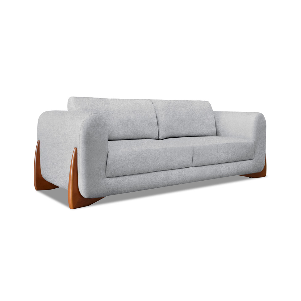 Sofá 3 Lugares Yves Bouclé Cinza 180 cm