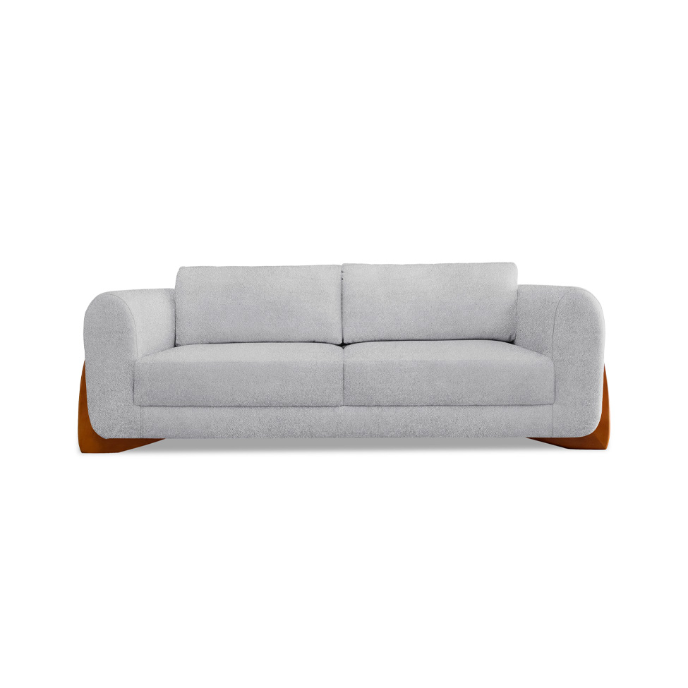 Sofá 3 Lugares Yves Bouclé Cinza 180 cm