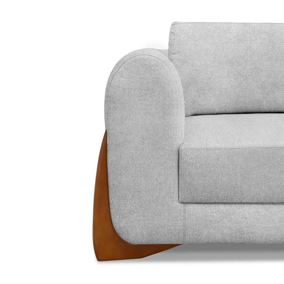 Sofá 3 Lugares Yves Bouclé Cinza 230 cm