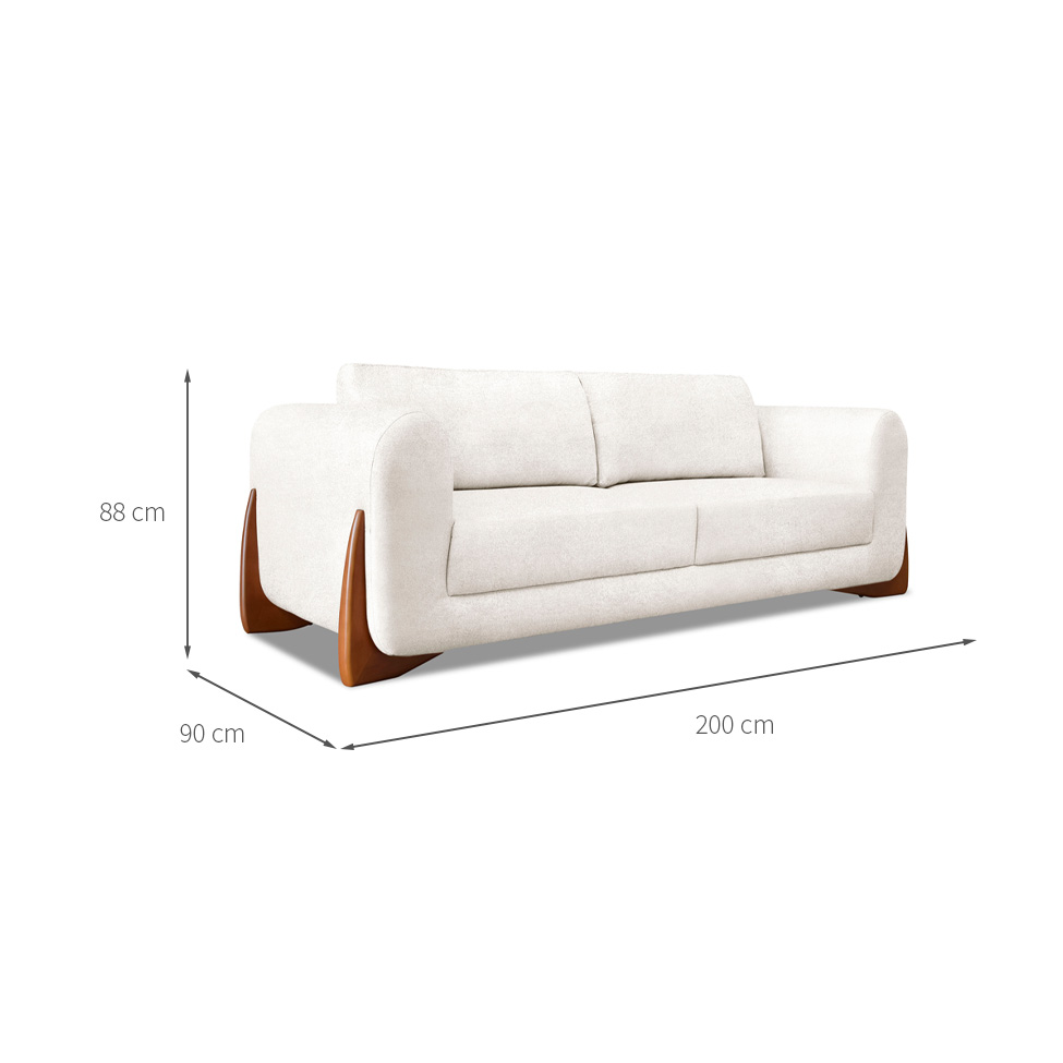 Sofá 3 Lugares Yves Bouclé Off White 200 cm