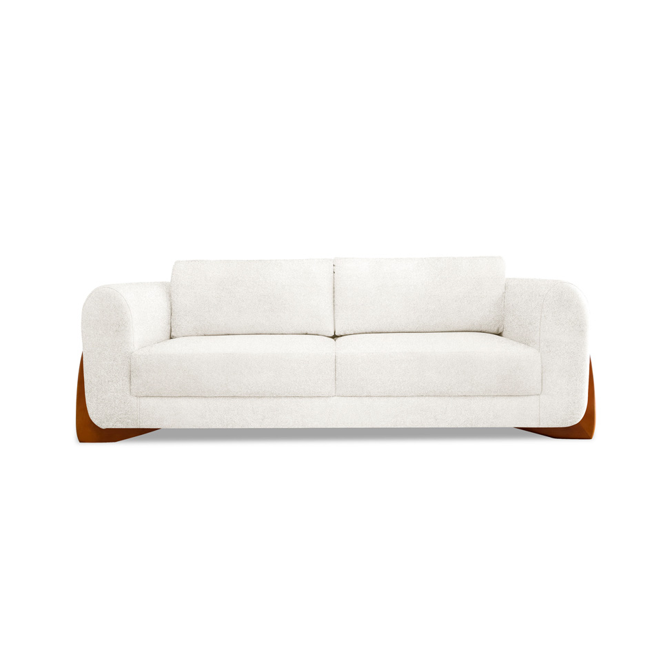 Sofá 3 Lugares Yves Bouclé Off White 220 cm