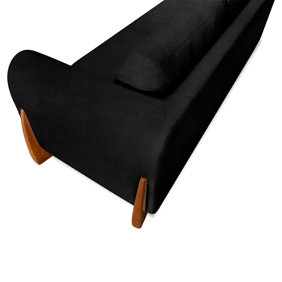 Sofá 3 Lugares Yves Bouclé Preto 180 cm