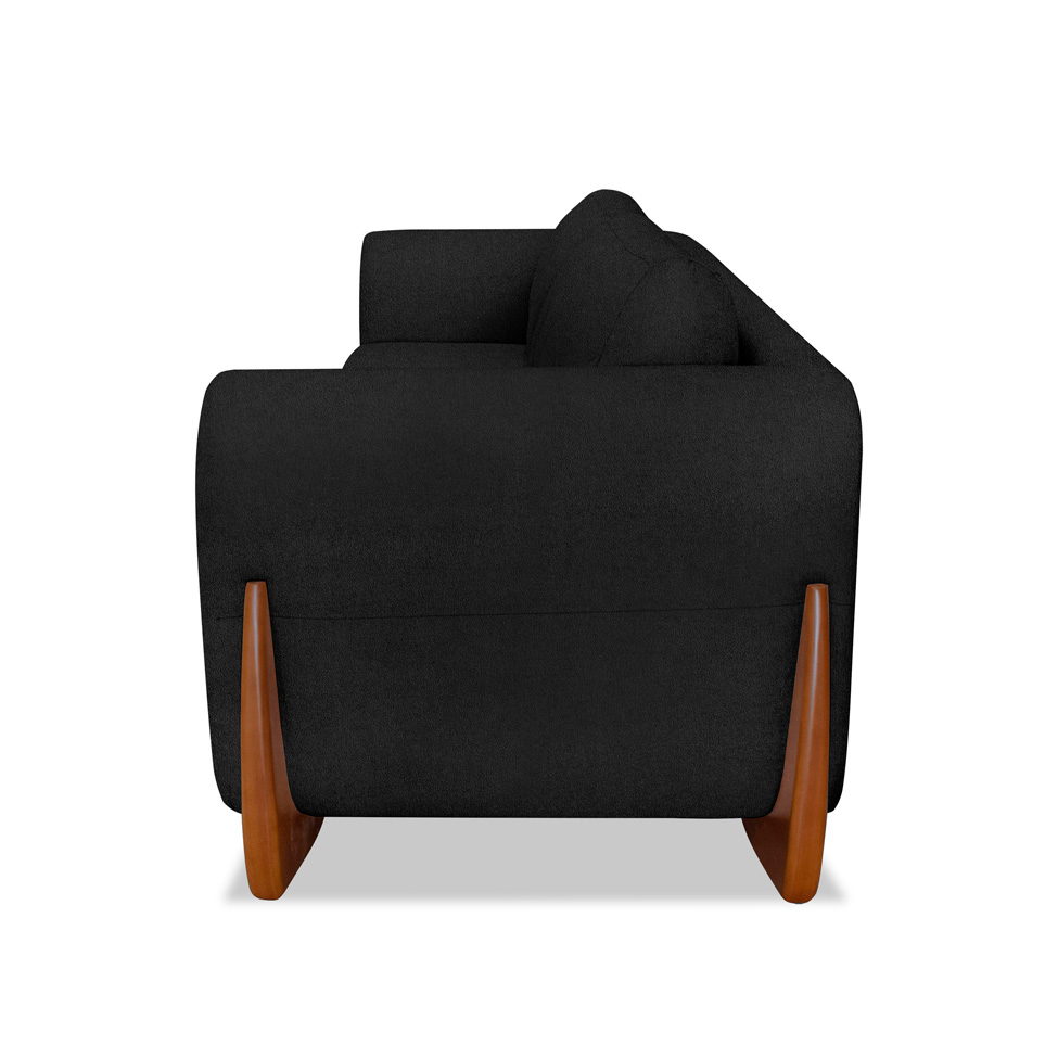 Sofá 3 Lugares Yves Bouclé Preto 200 cm
