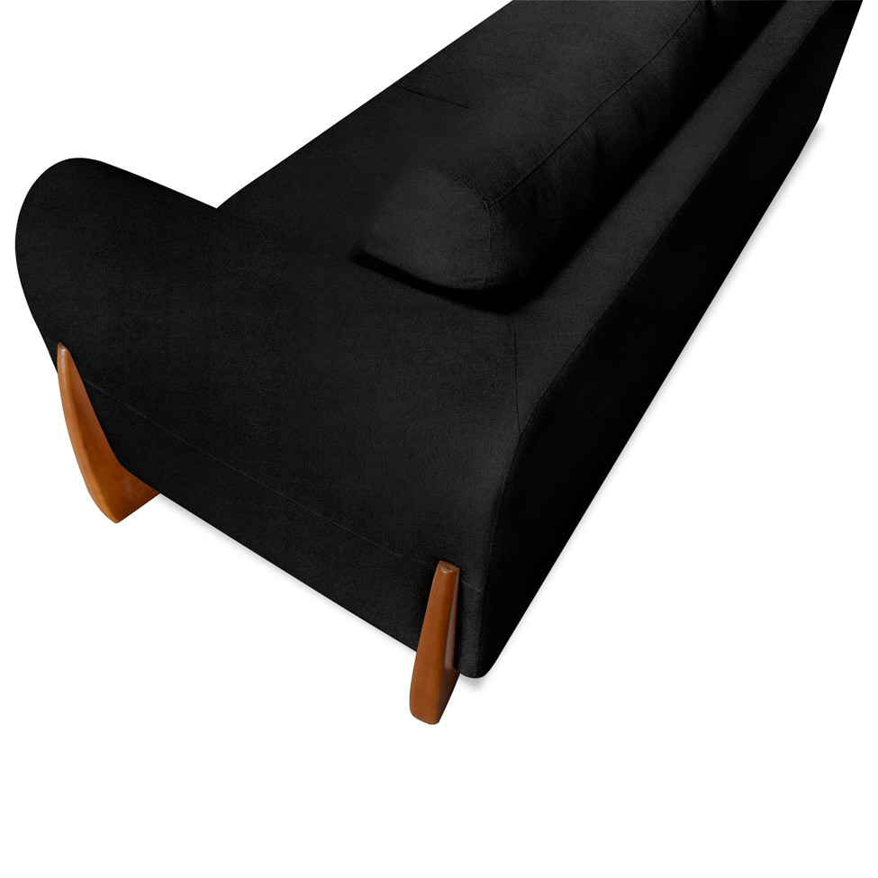 Sofá 3 Lugares Yves Bouclé Preto 200 cm