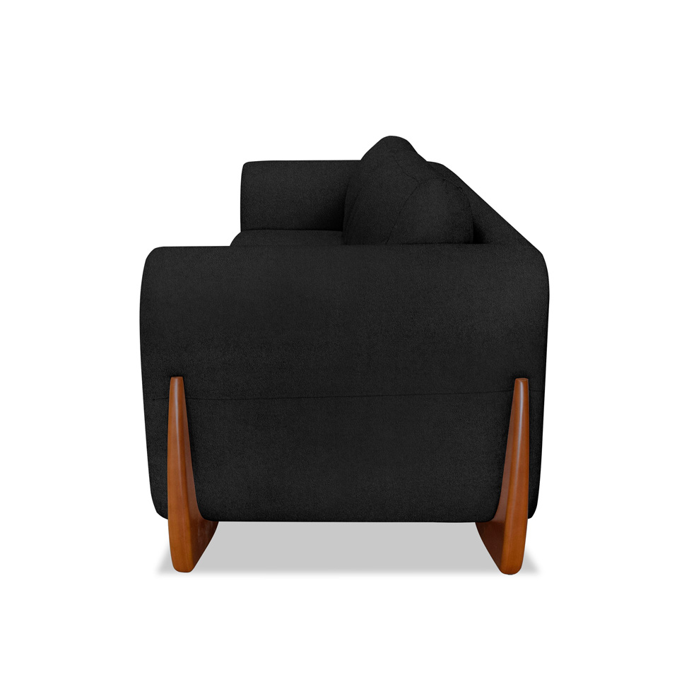 Sofá 3 Lugares Yves Bouclé Preto 220 cm