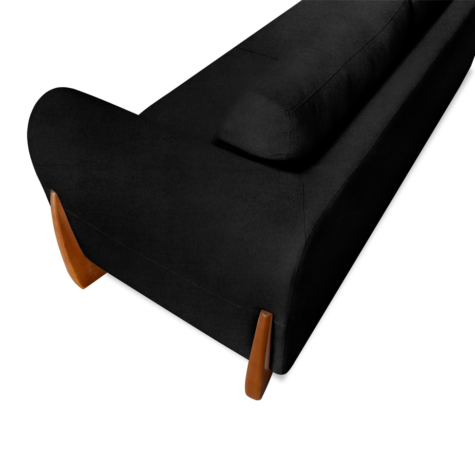 Sofá 3 Lugares Yves Bouclé Preto 220 cm