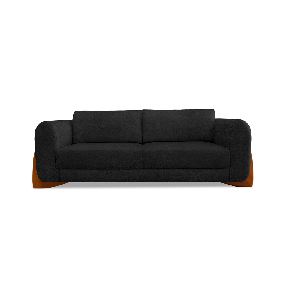 Sofá 3 Lugares Yves Bouclé Preto 220 cm