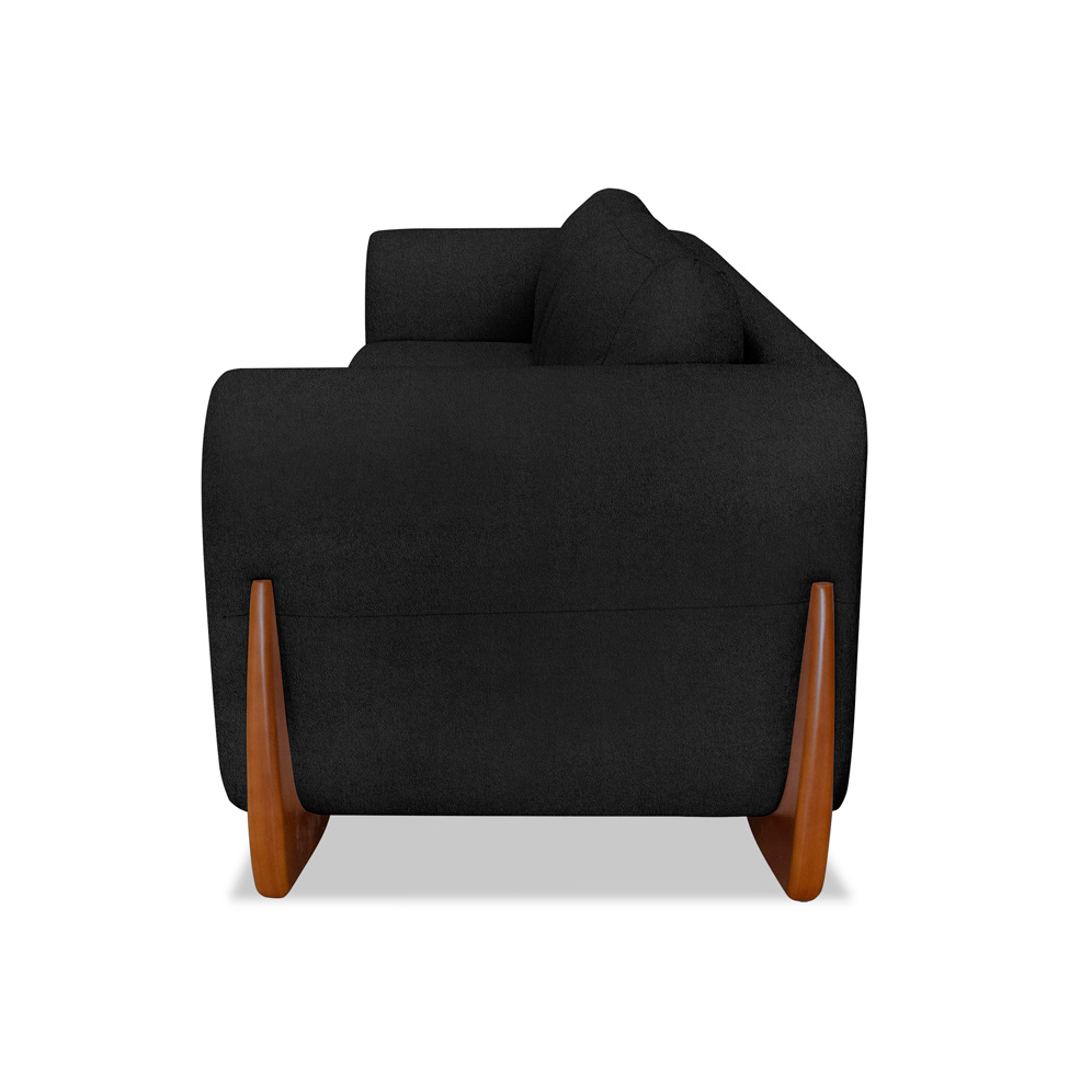 Sofá 3 Lugares Yves Bouclé Preto 230 cm