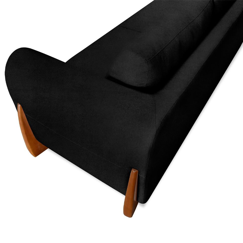 Sofá 3 Lugares Yves Bouclé Preto 230 cm