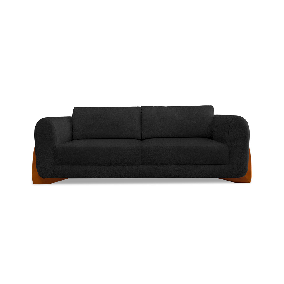 Sofá 3 Lugares Yves Bouclé Preto 230 cm