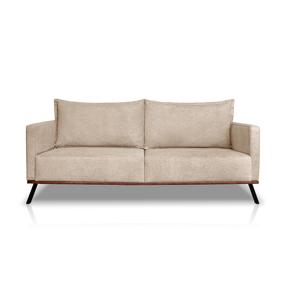 Sofá 3 Lugares Zeus Linho Bouclê Bege 220 cm