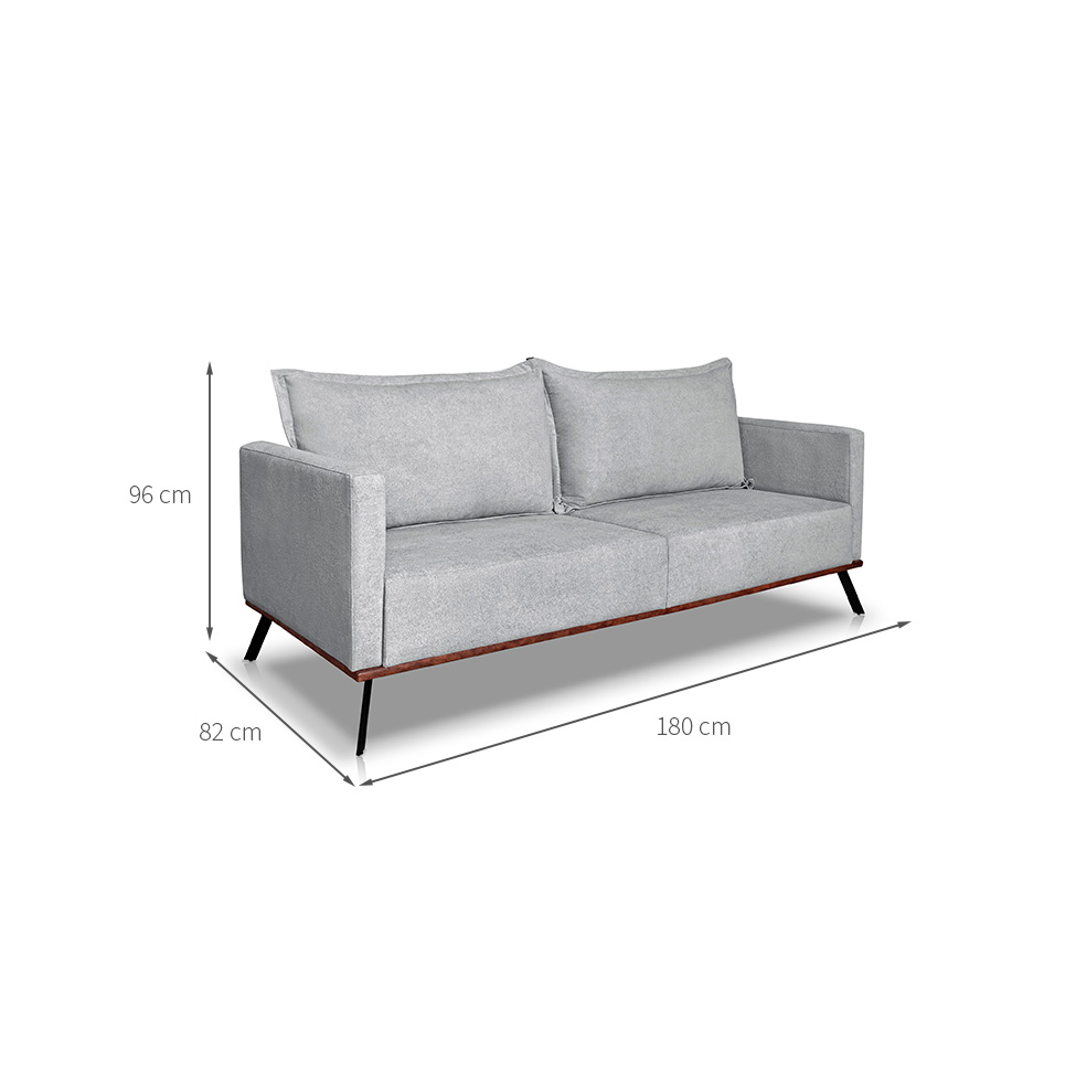 Sofá 3 Lugares Zeus Linho Bouclê Cinza Claro 180 cm