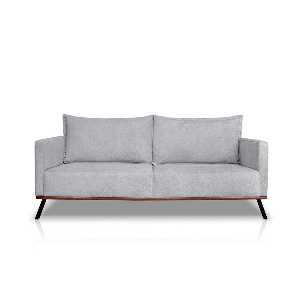 Sofá 3 Lugares Zeus Linho Bouclê Cinza Claro 180 cm