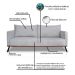 Sofá 3 Lugares Zeus Linho Bouclê Cinza Claro 180 cm