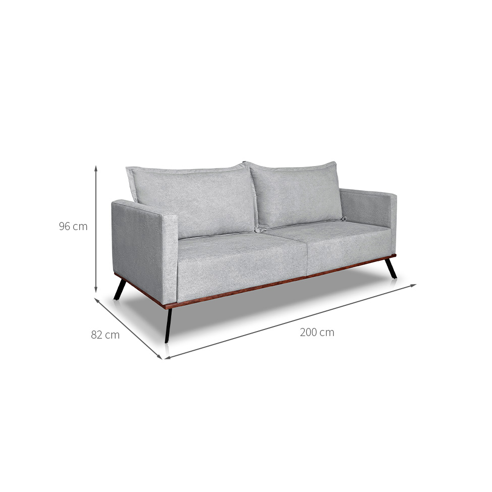 Sofá 3 Lugares Zeus Linho Bouclê Cinza Claro 200 cm