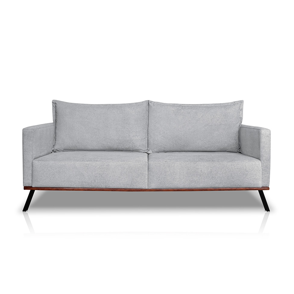 Sofá 3 Lugares Zeus Linho Bouclê Cinza Claro 200 cm