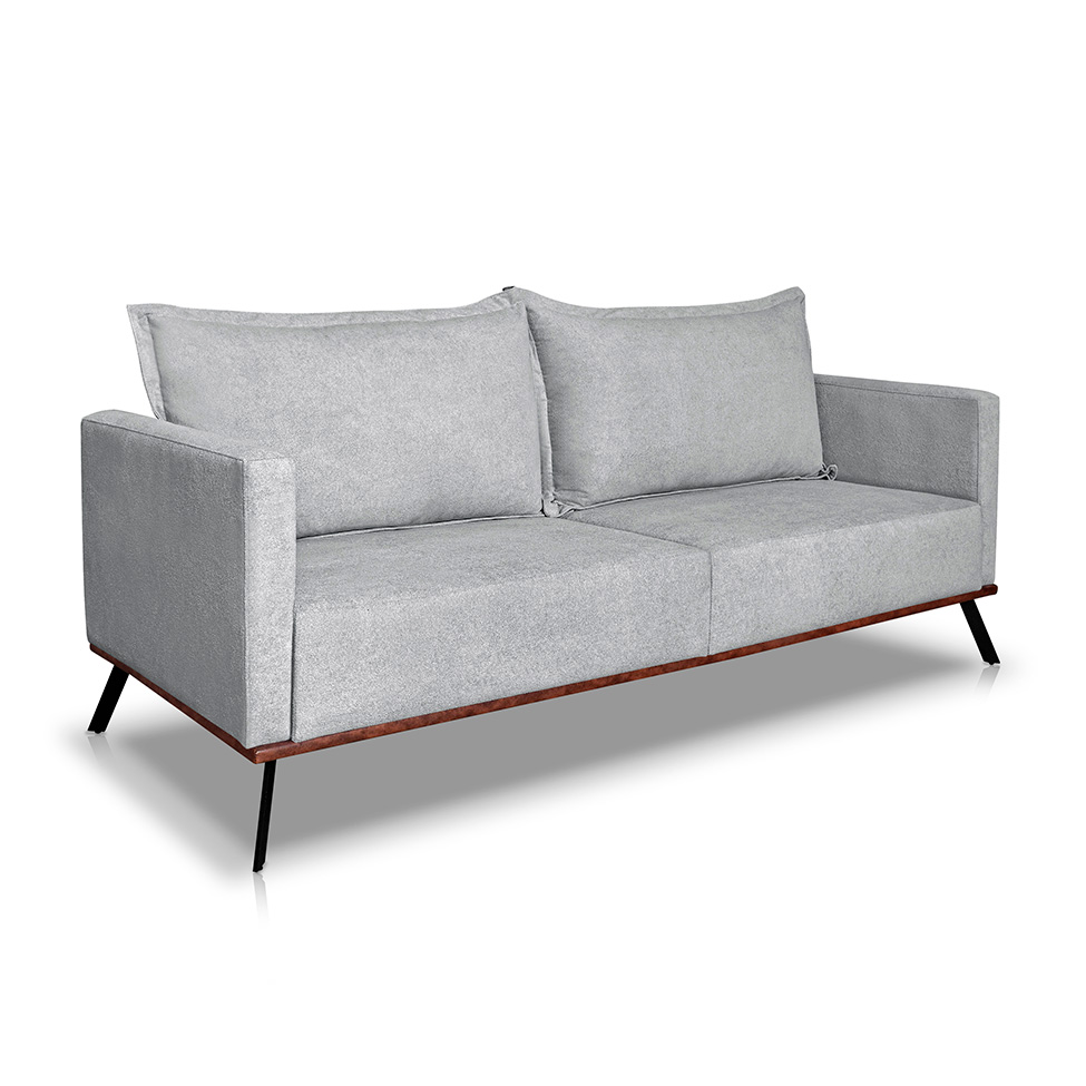 Sofá 3 Lugares Zeus Linho Bouclê Cinza Claro 220 cm