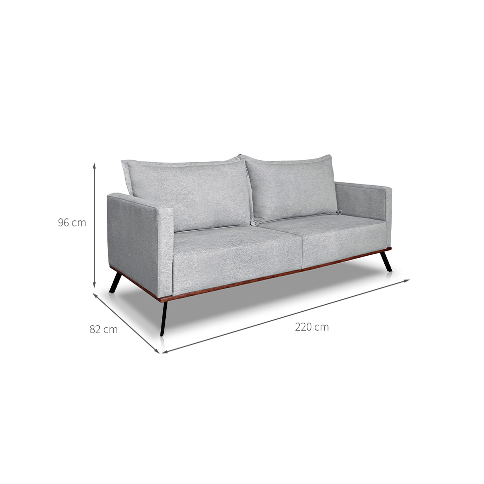 Sofá 3 Lugares Zeus Linho Bouclê Cinza Claro 220 cm