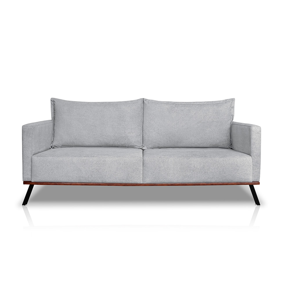 Sofá 3 Lugares Zeus Linho Bouclê Cinza Claro 220 cm