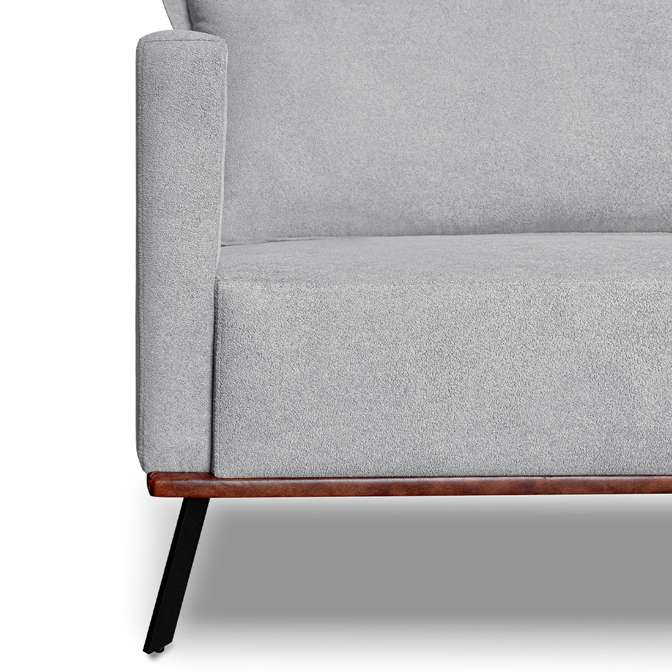 Sofá 3 Lugares Zeus Linho Bouclê Cinza Claro 220 cm