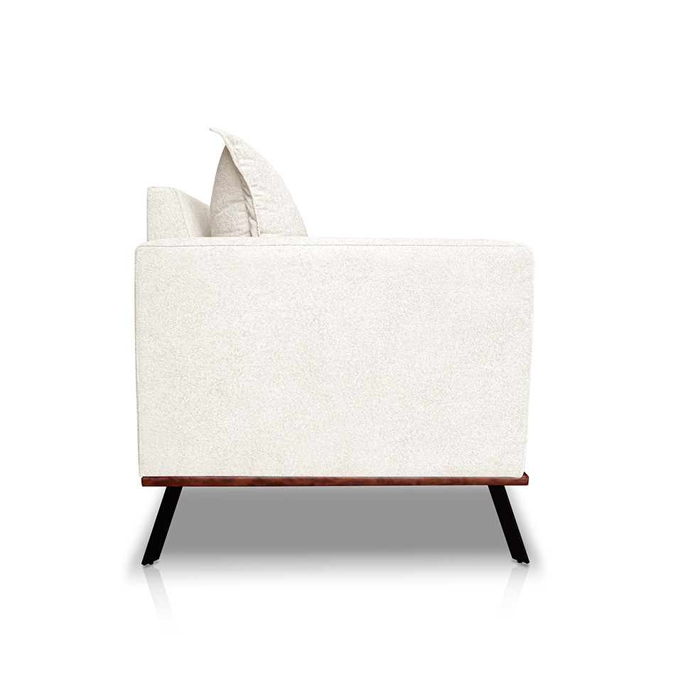 Sofá 3 Lugares Zeus Linho Bouclê Off White 180 cm