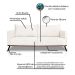 Sofá 3 Lugares Zeus Linho Bouclê Off White 180 cm