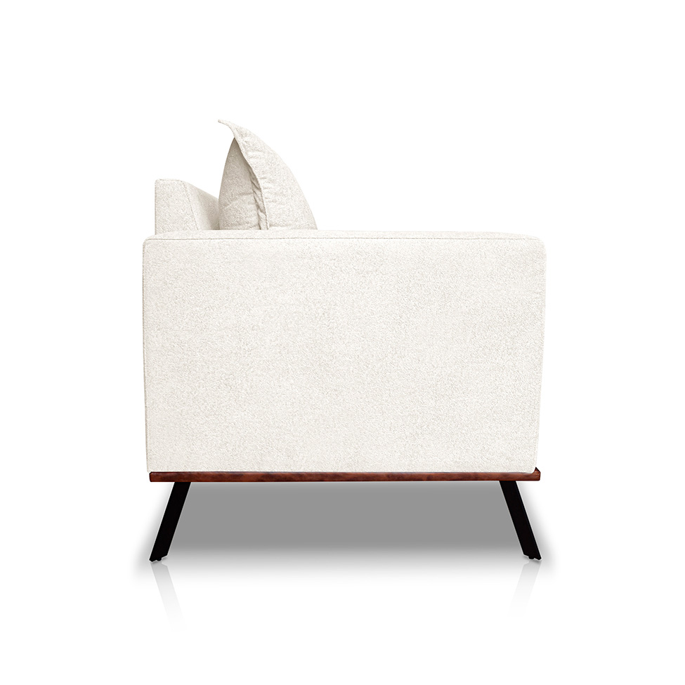 Sofá 3 Lugares Zeus Linho Bouclê Off White 200 cm