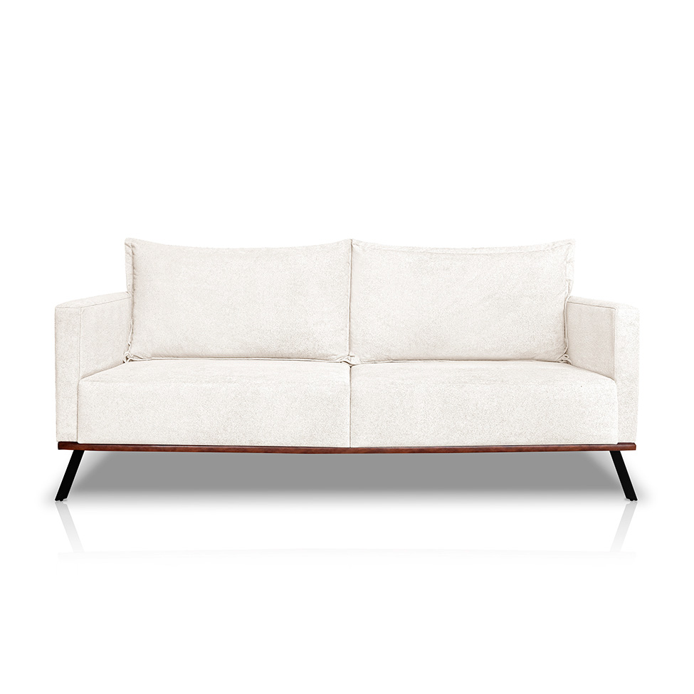 Sofá 3 Lugares Zeus Linho Bouclê Off White 220 cm
