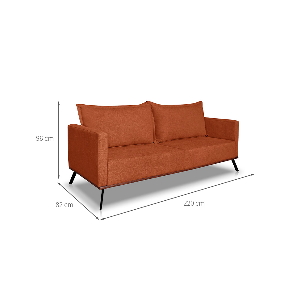 Sofá 3 Lugares Zeus Linho Bouclê Terracota 220 cm