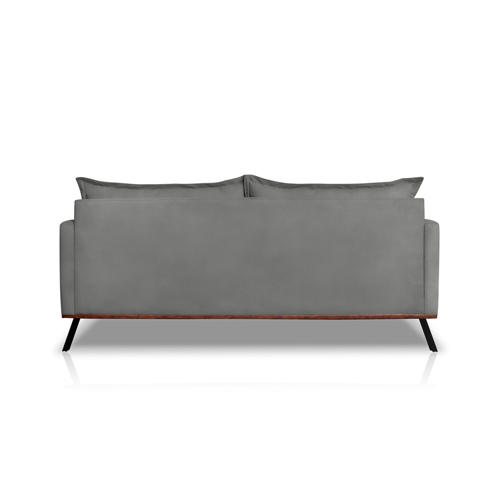 Sofá 3 Lugares Zeus Veludo Cinza Chumbo 180 cm