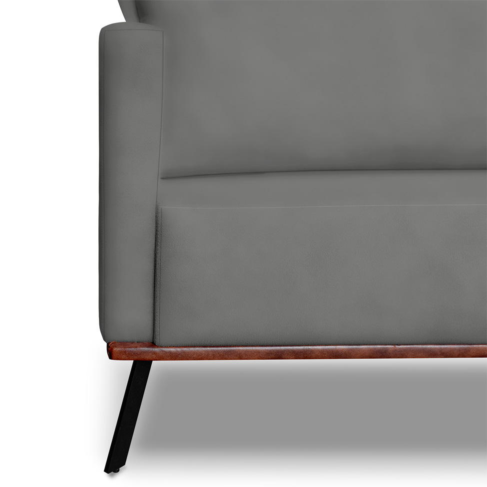 Sofá 3 Lugares Zeus Veludo Cinza Chumbo 180 cm