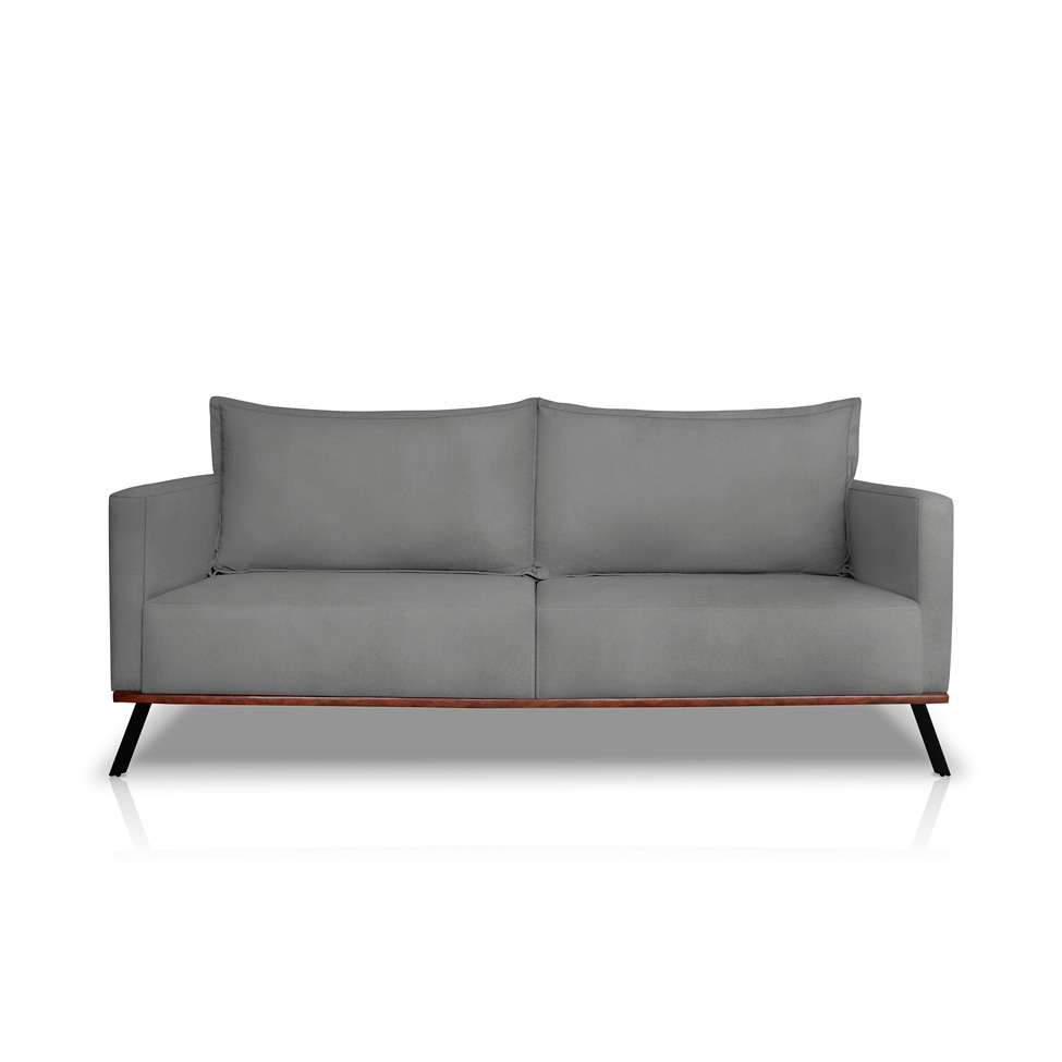 Sofá 3 Lugares Zeus Veludo Cinza Chumbo 180 cm