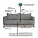 Sofá 3 Lugares Zeus Veludo Cinza Chumbo 180 cm