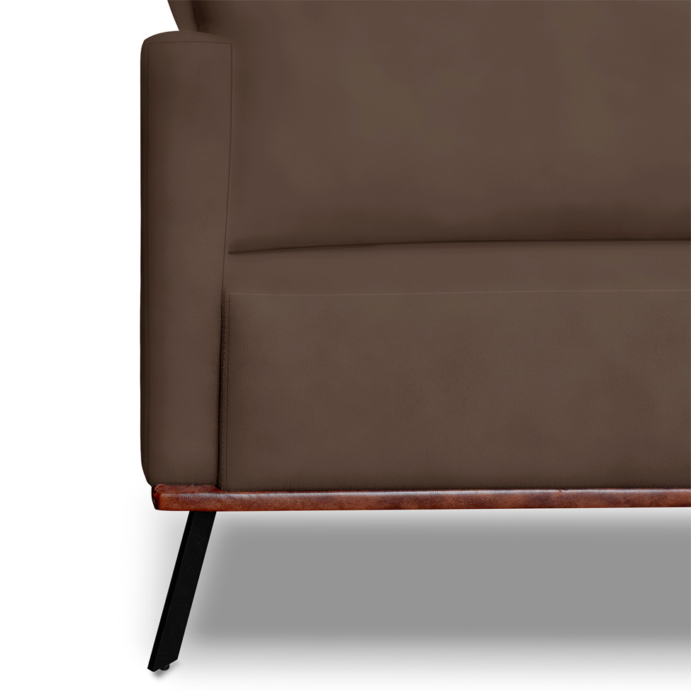 Sofá 3 Lugares Zeus Veludo Marrom 220 cm