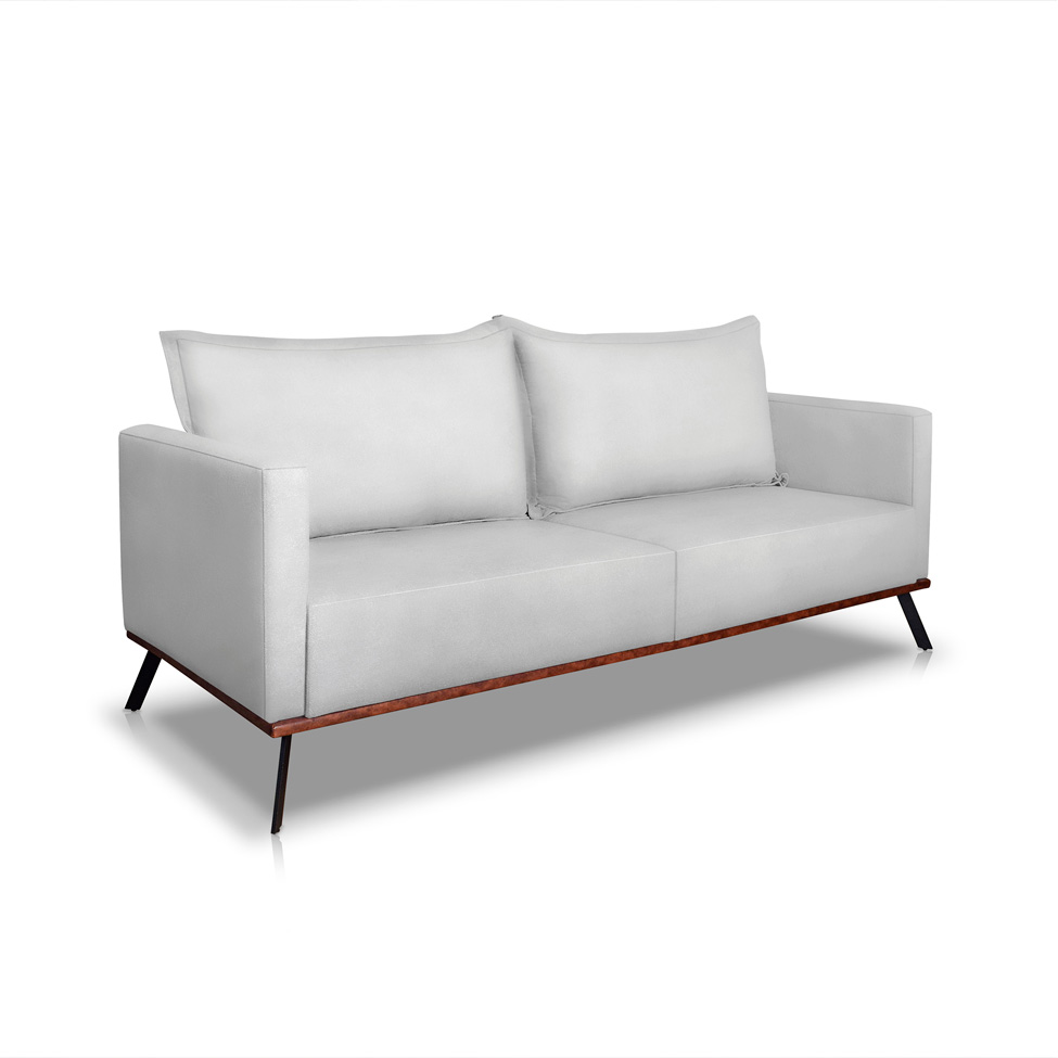 Sofá 3 Lugares Zeus Veludo Prata 180 cm