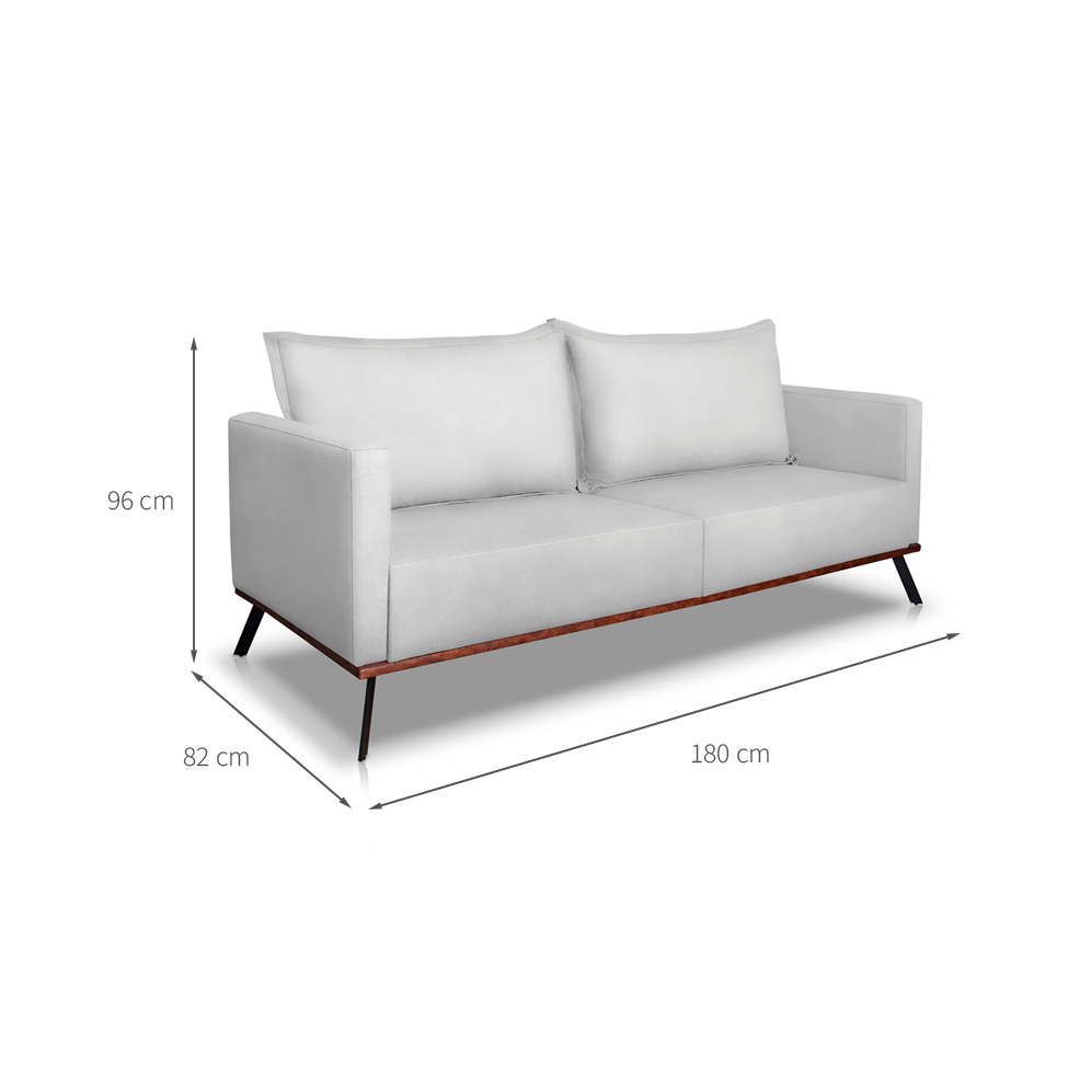 Sofá 3 Lugares Zeus Veludo Prata 180 cm