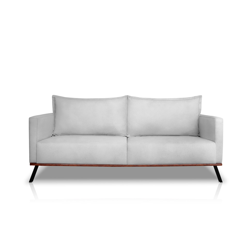 Sofá 3 Lugares Zeus Veludo Prata 180 cm