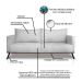 Sofá 3 Lugares Zeus Veludo Prata 180 cm