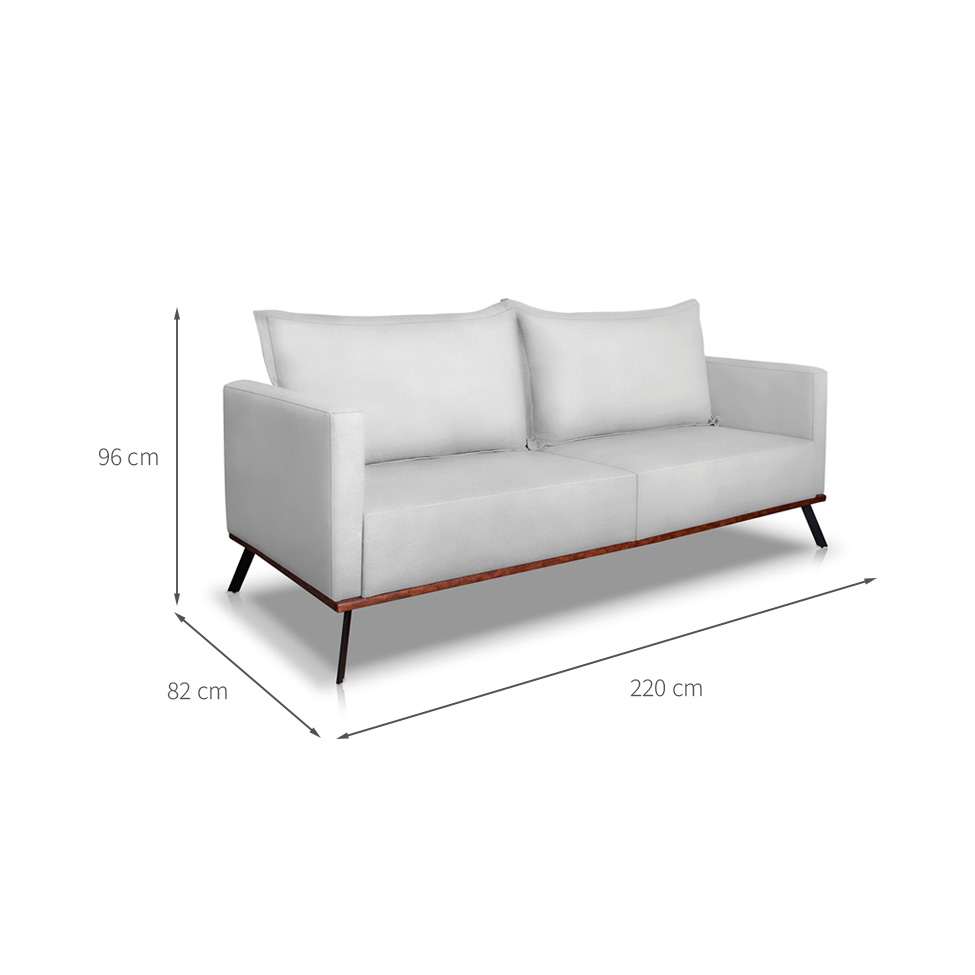 Sofá 3 Lugares Zeus Veludo Prata 220 cm