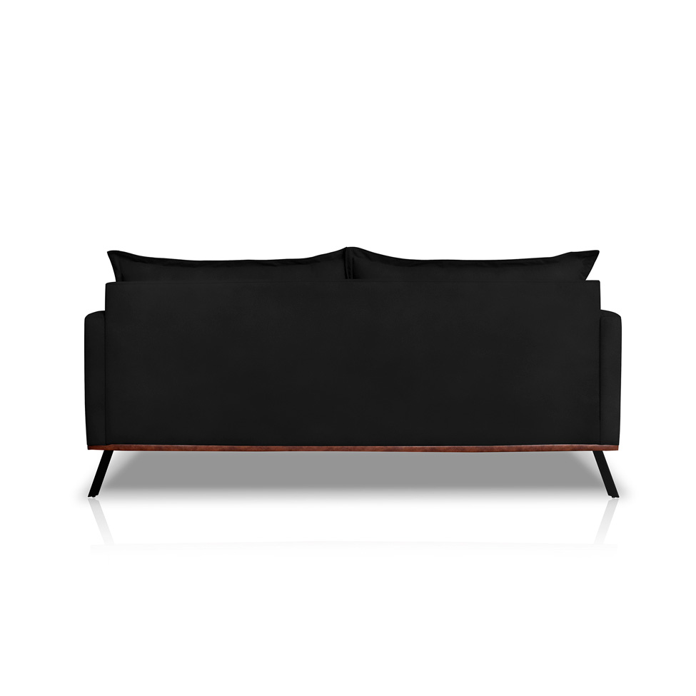 Sofá 3 Lugares Zeus Veludo Preto 220 cm