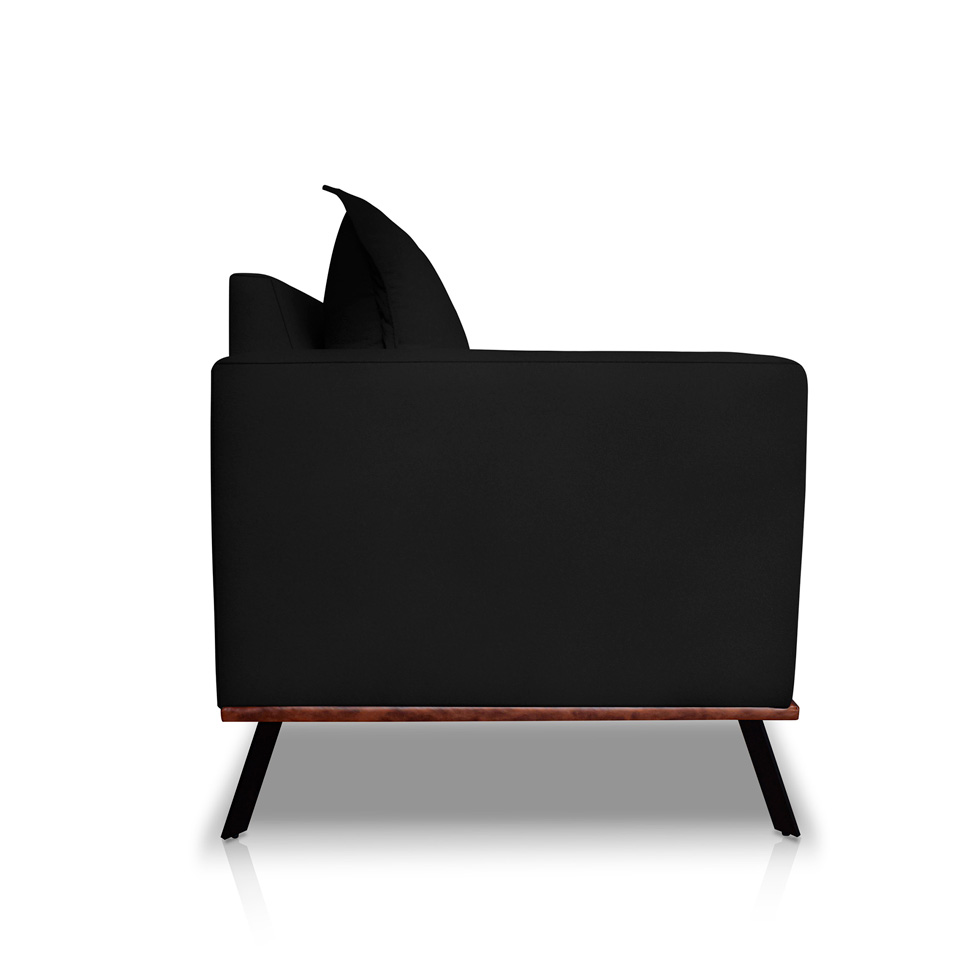 Sofá 3 Lugares Zeus Veludo Preto 220 cm