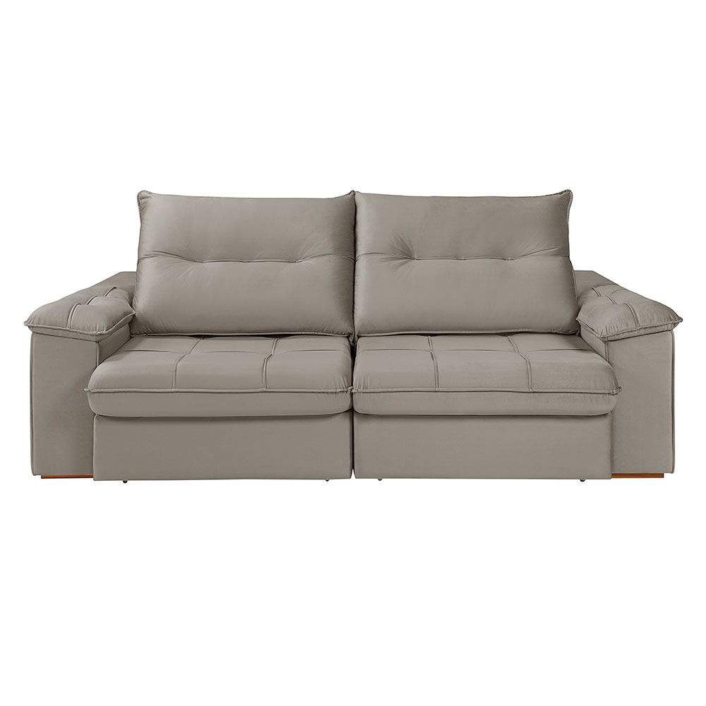 Sofá 3 lugares Retrátil e Reclinavél Dalas Veludo Capuccino 230 cm
