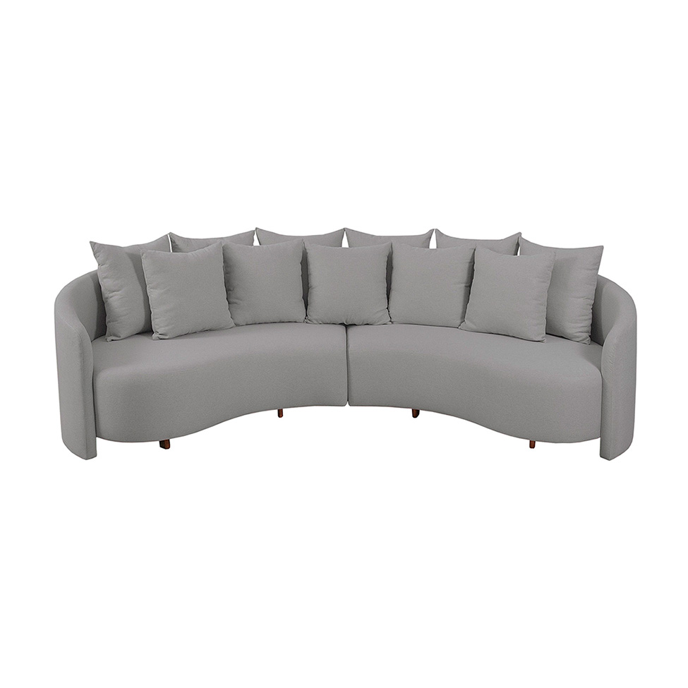 Sofá 4 Lugares Amêndoa Linho Cinza 250 cm