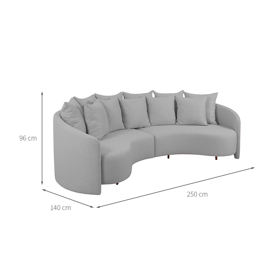 Sofá 4 Lugares Amêndoa Linho Gelo 250 cm