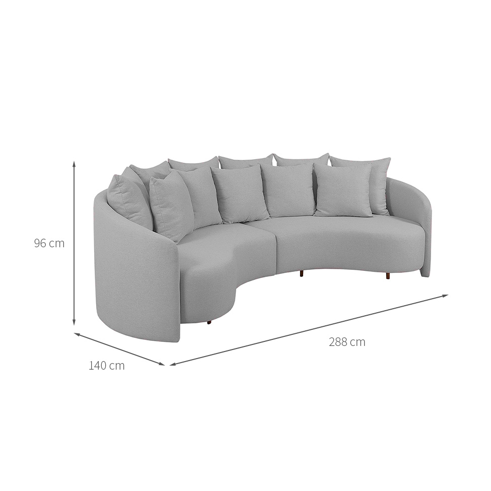 Sofá 4 Lugares Amêndoa Linho Gelo 288 cm