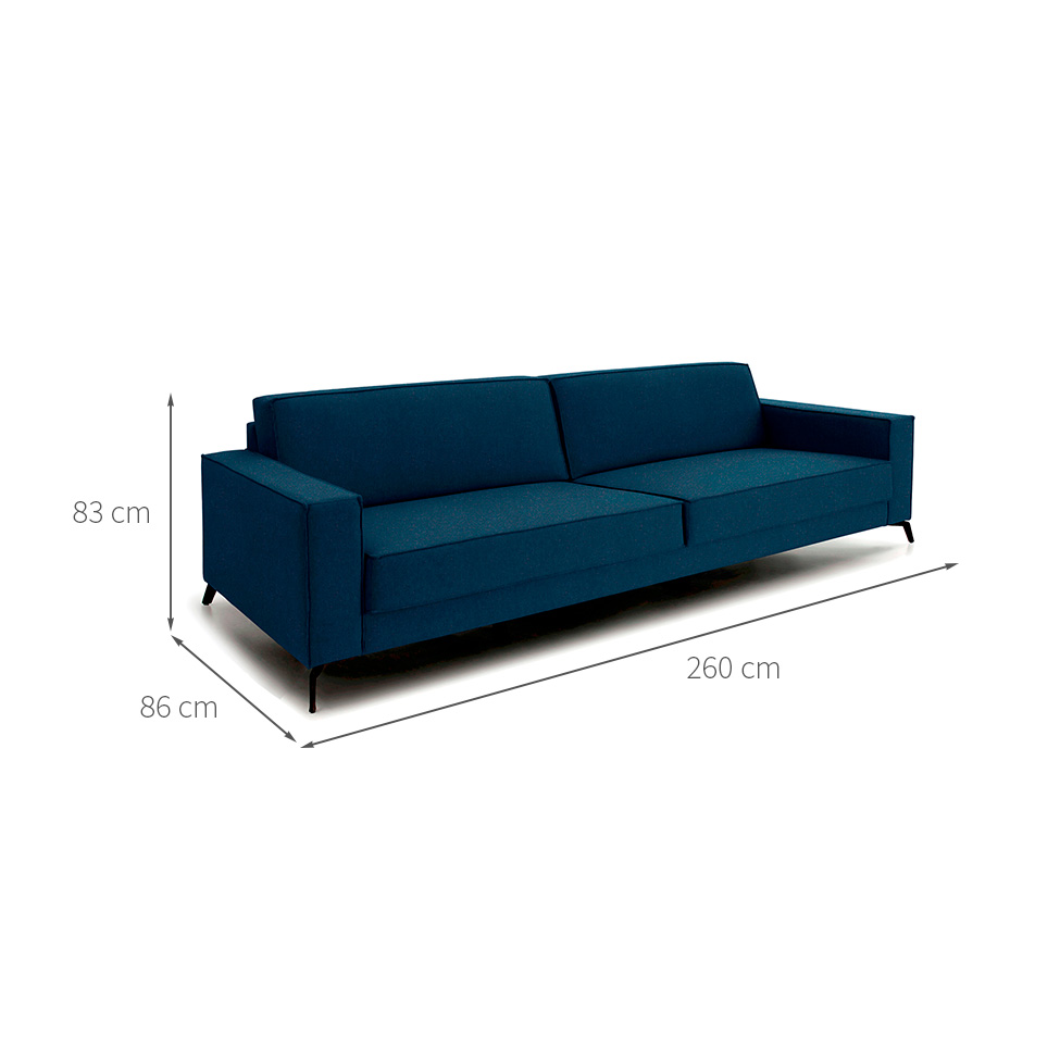Sofá 4 Lugares Angelo Linho Azul 260 cm