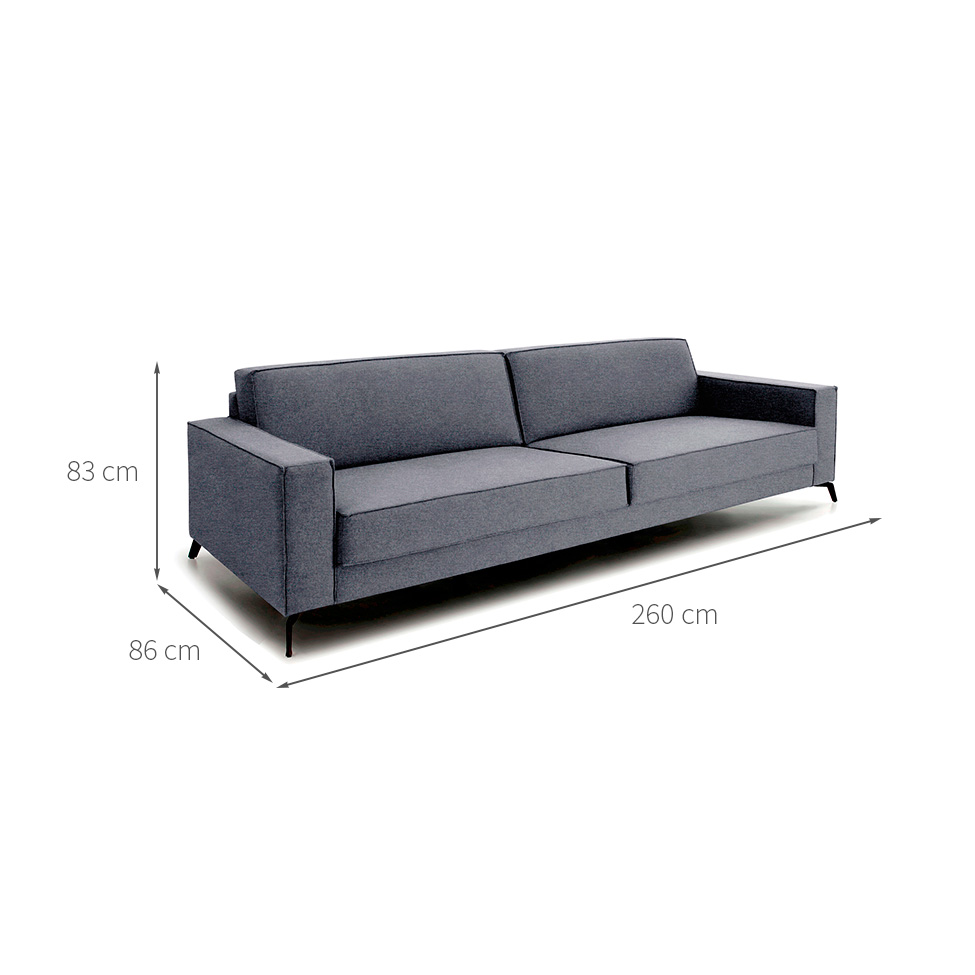 Sofá 4 Lugares Angelo Linho Cinza 260 cm