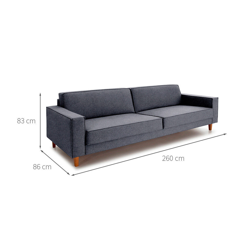 Sofá 4 Lugares Aurora Linho Cinza 260 cm