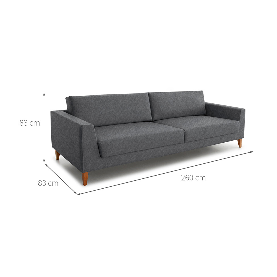 Sofá 4 Lugares Benjamin Linho Cinza 260 cm