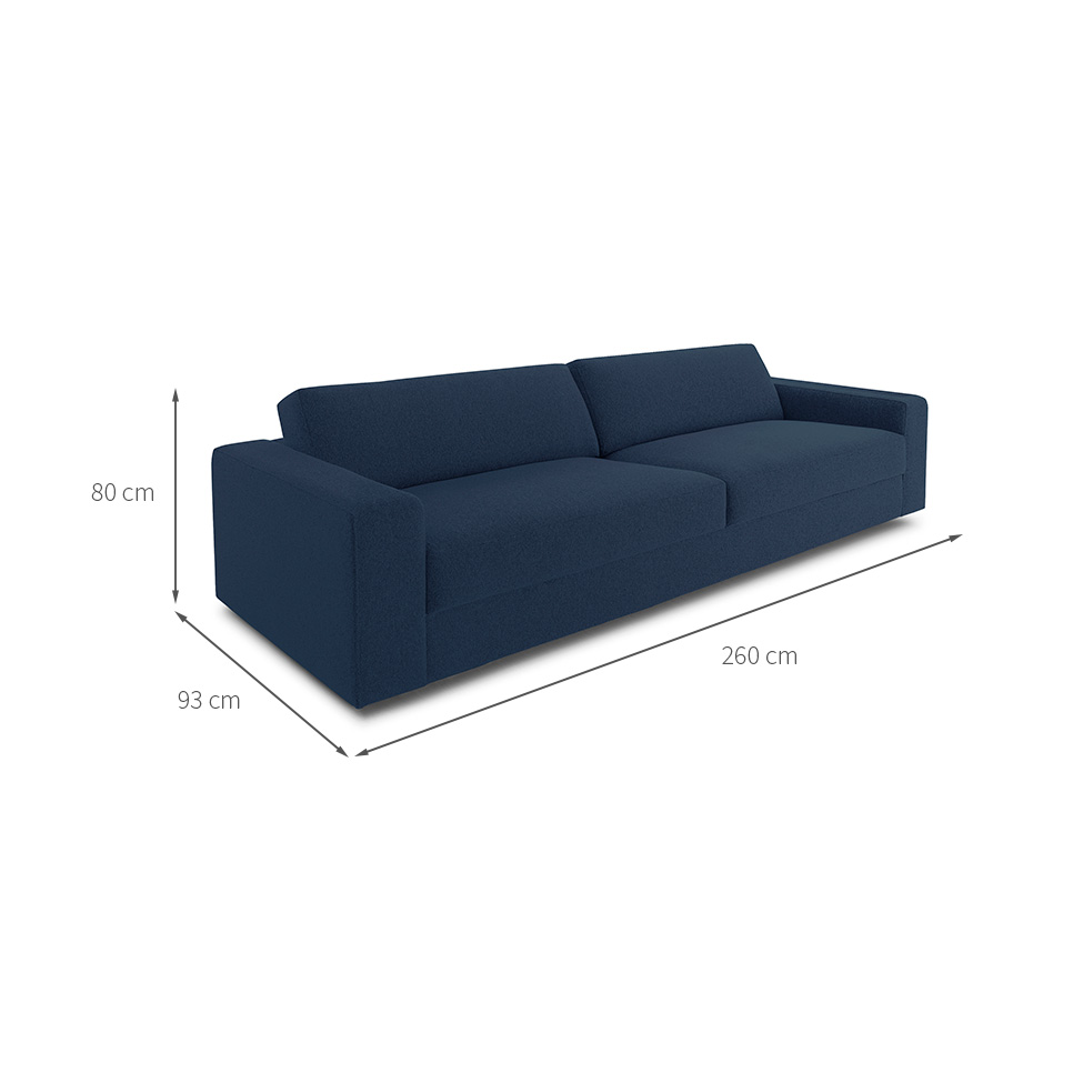Sofá 4 Lugares Luigi Linho Azul 260 cm